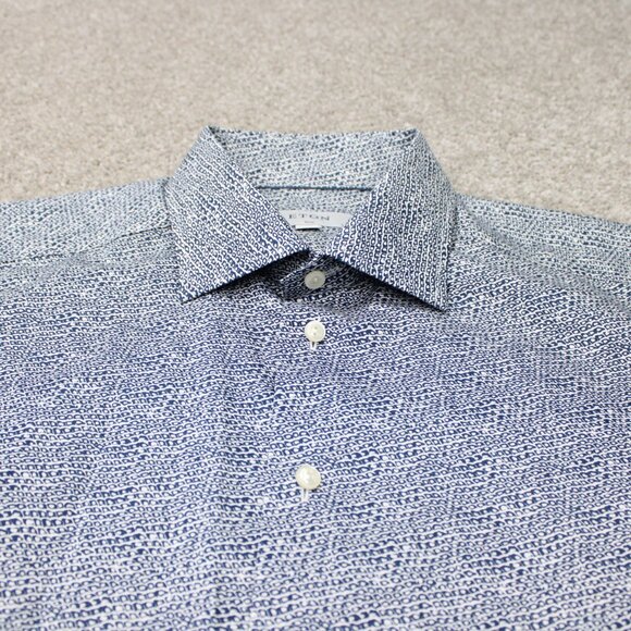 ETON Shirt Mens 17, 43 Blue Signature Twill 100% Cotton Long Sleeve Button Down - Picture 5 of 13